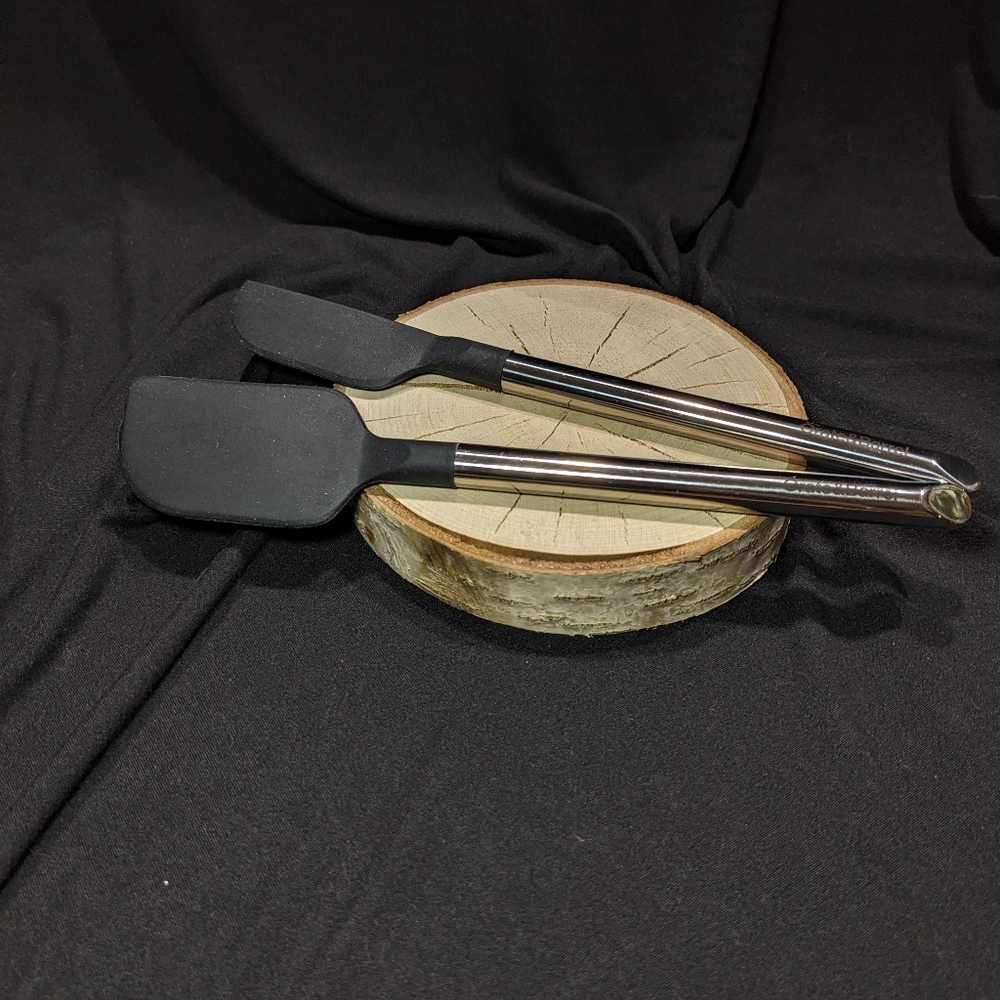 Crate & Barrel Black Silicone and Stainless Steel Mini Spatulas